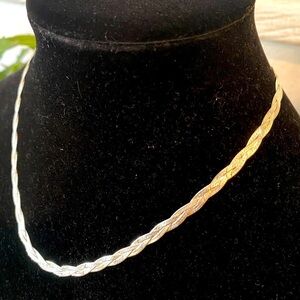 Silver Twisted Chain Necklace marked 925 made in Italy 16 inches
